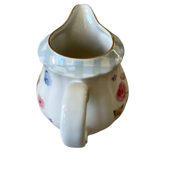 Grace Teaware Floral Gingham Bunny Fine Porcelain Creamer NEW - Picture 6 of 12